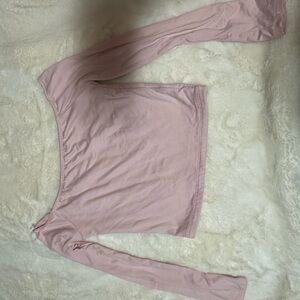 Pink Off-Shoulder Long Sleeve Top